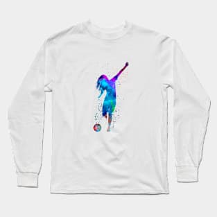 Woman footballer in watercolor Long Sleeve T-Shirt